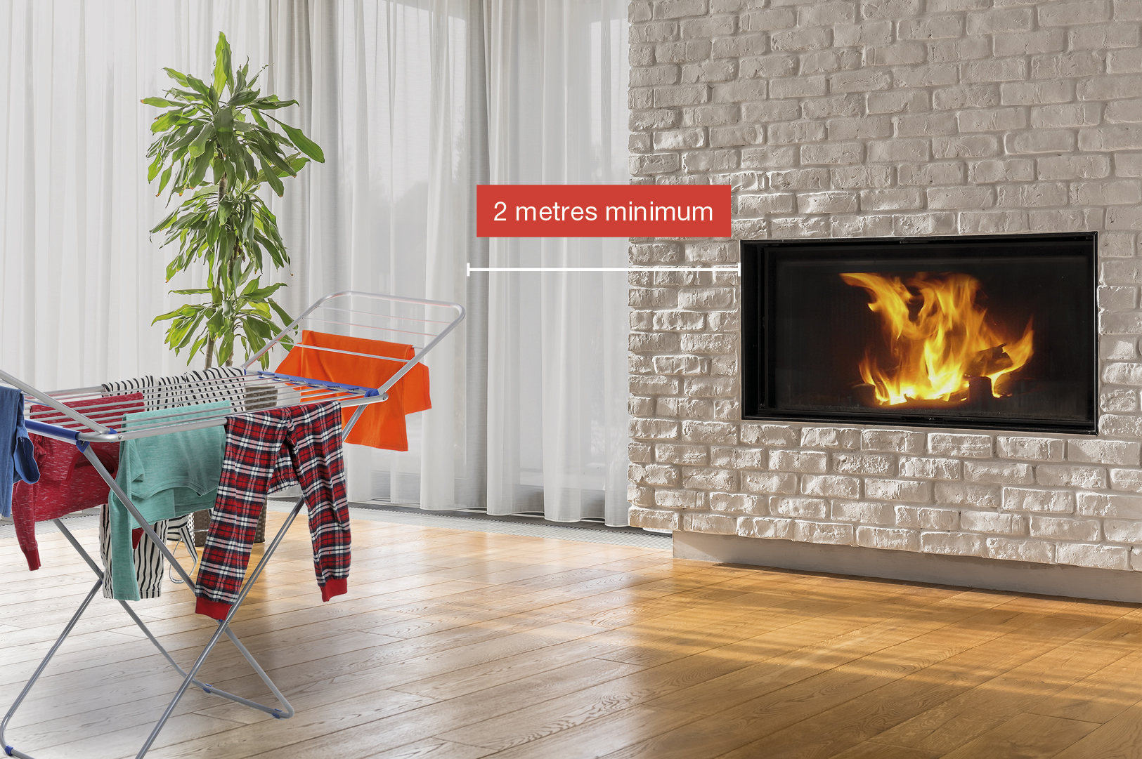 2 meters from the heater